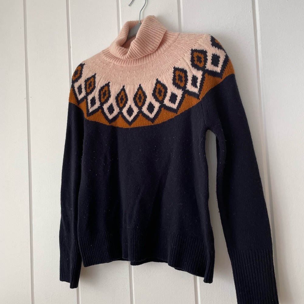 Geometric Isle J. Crew Turtleneck Sweater